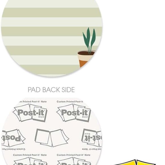 Plant Theme Sticky Note Pad Assortment/Set of 3 Round Flat Top Plant Lady Note P - Picture 6 of 6